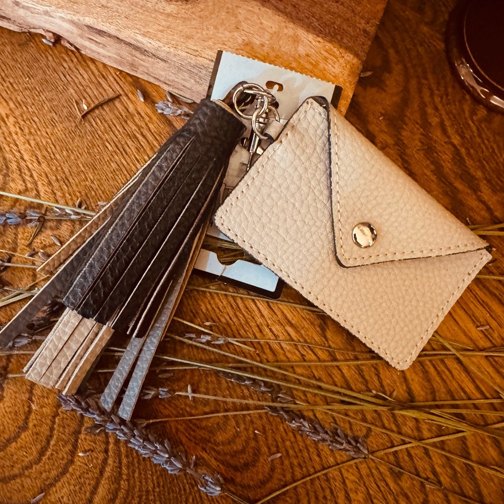 New Cream, Black & Gray Tassel Keychain Wallet